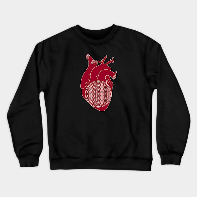 Heart with flower of life Crewneck Sweatshirt by Carries Design 